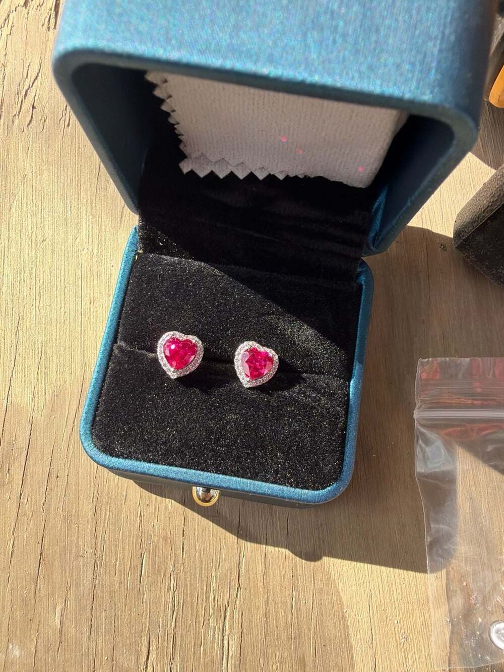 Heart-Shaped Lab-Created Ruby & White Sapphire Halo Stud Earrings in Sterling Si